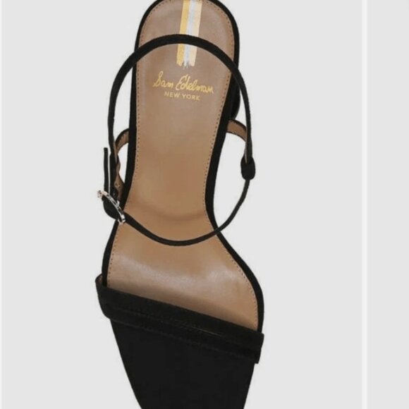 Sam Edelman Kit Ivory Square Toe Slingback Strap Cylindrical Block Heel Sandals - Picture 4 of 6